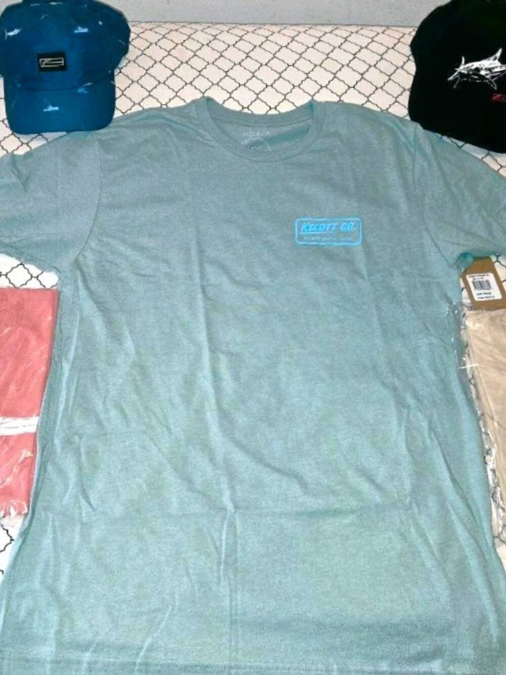 BNWT (3) Size Med Tee Shirts + 2 Snapback Hats Lot - Fishing/Trucking/Outdoors